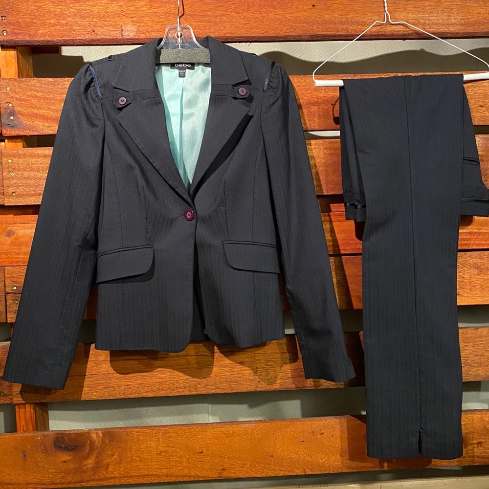 Bebe Navy Pinstripe Suit